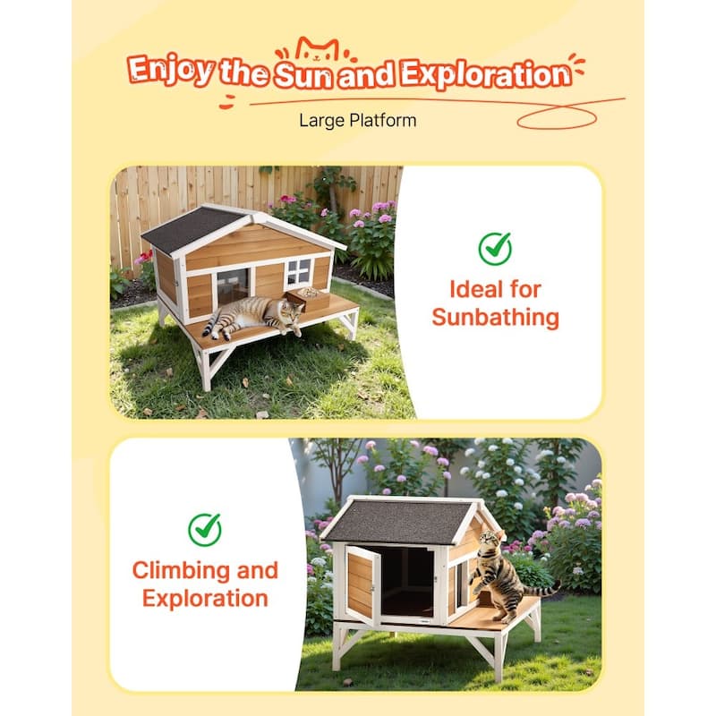 Outdoor Cat House with Insulated Foam Panels and PVC Curtain Weather-Resistant Design