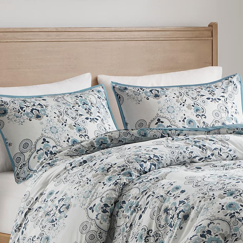 Madison Park Joyce 3 Piece Floral Printed Cotton Comforter Set