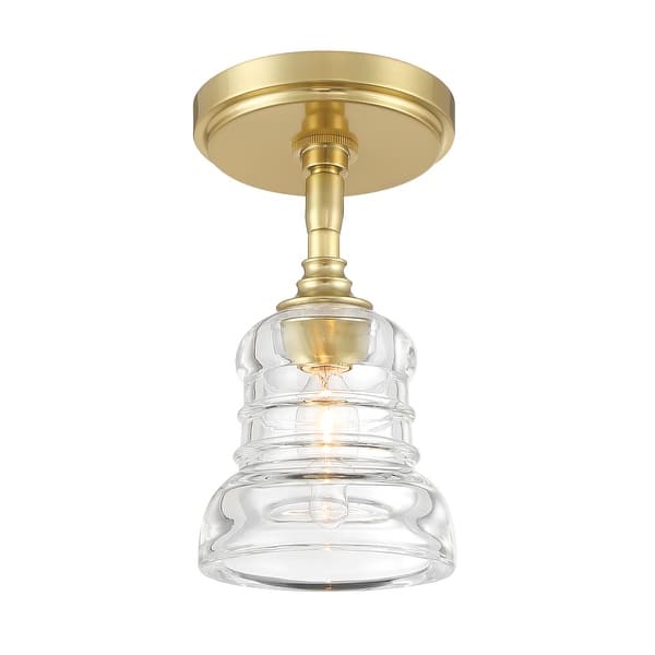 slide 2 of 10, Crystorama Lighting Group GRG-1040_CEILING Gregory 5" Wide Semi-Flush Aged Brass
