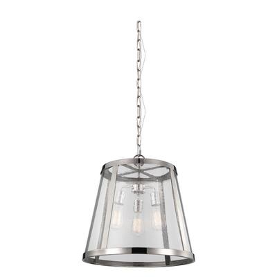 Lux Interiors Three Light Pendant Abby Series Polished Nickel - Exact Size