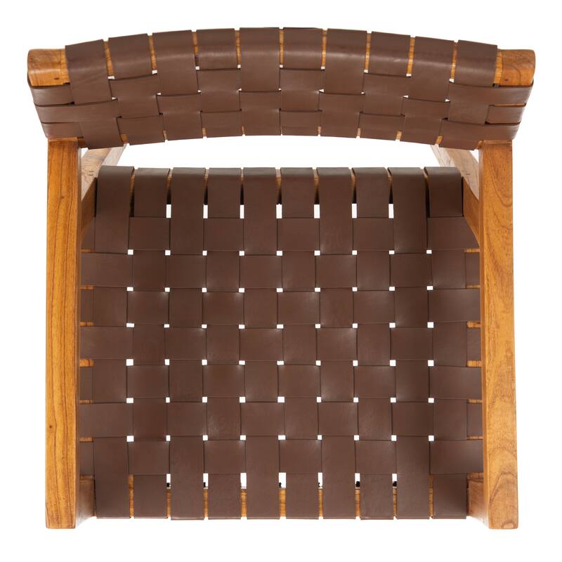 SAFAVIEH Gerda Woven Leather Dining Room Chair - 22.1" W x 20.9" L x 31.9" H - 22Wx21Dx32H