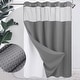 preview thumbnail 44 of 111, No Hook Waffle Weave Shower Curtain with Snap-in Liner 71"Wx74"L - Grey