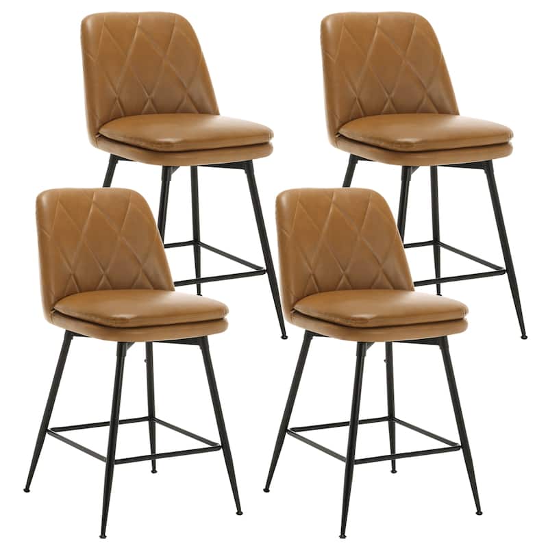 26"/29" Faux Leather Swivel Counter and Bar Height Stools (Set of 4)
