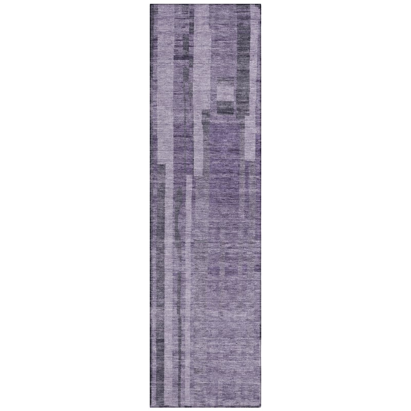 Machine Washable Indoor/ Outdoor Modern Stripes Chantille Rug