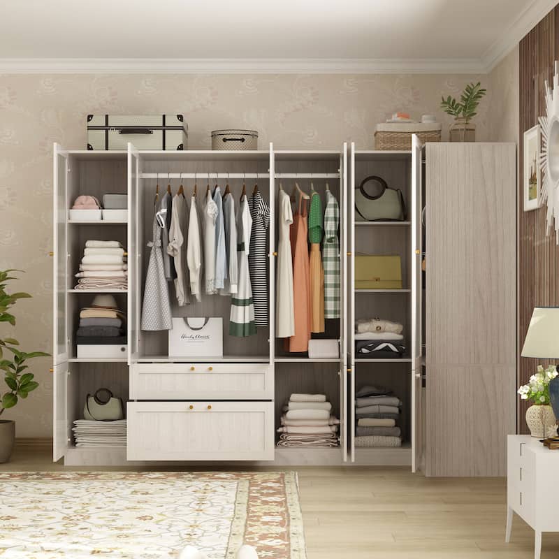 Combo Large Frosted Glass Closet: Versatile Wardrobe Options Armoires