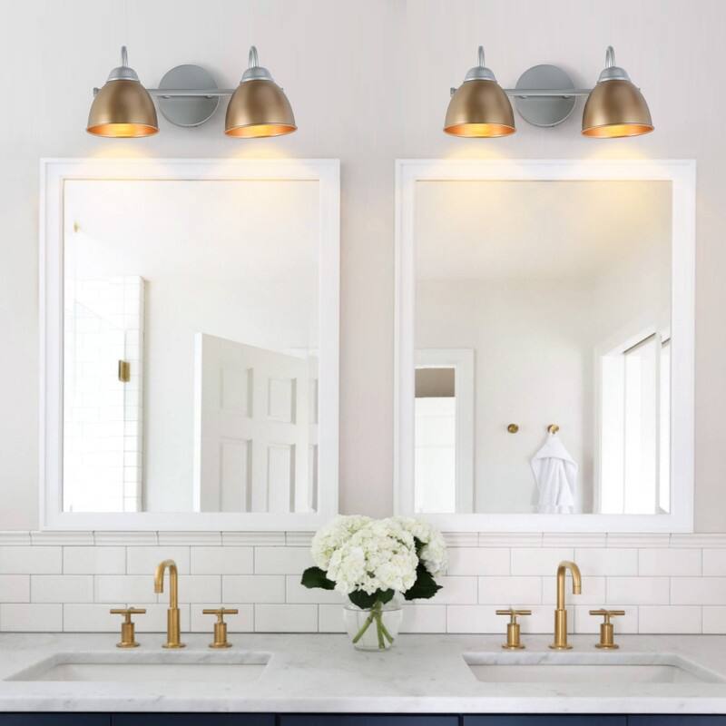 Mid-century Modern Bathroom Vanity Lights Bell Metal Shade Sconces Kitchen Sink Window