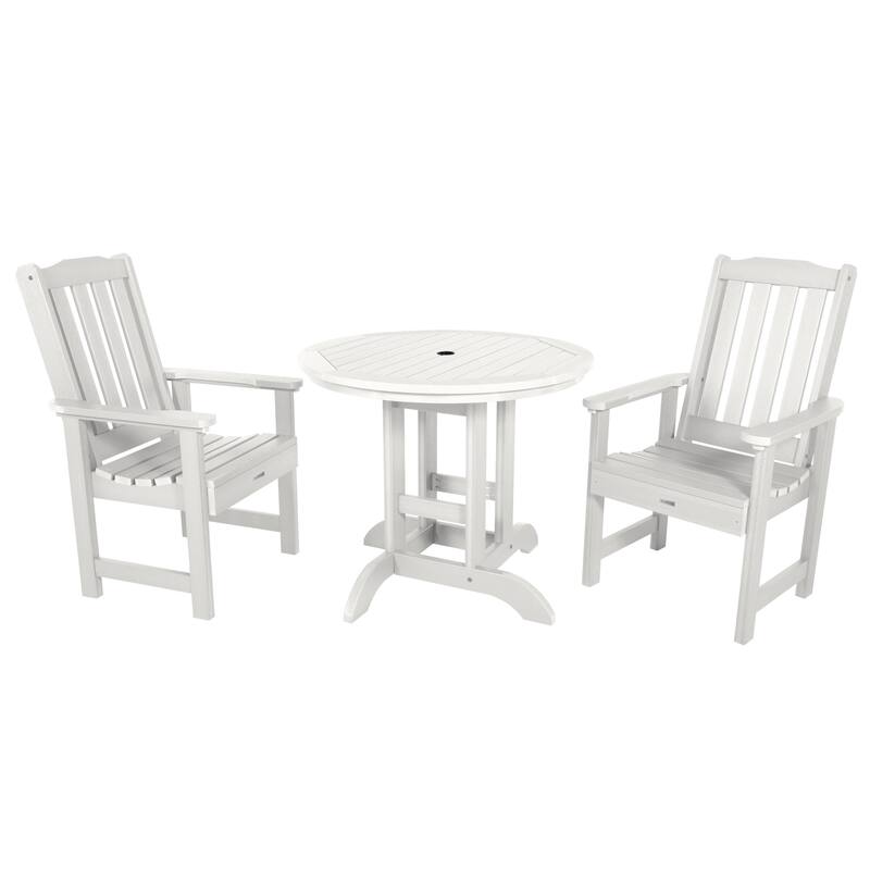 Lehigh 3-Piece Outdoor Dining Set - 36" Round Table, Dining-height - White