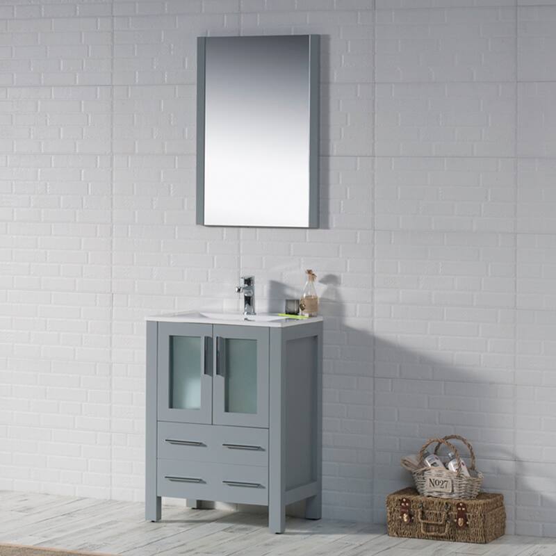 Blossom Solid Wood Double Bathroom Vanity w/ Ceramic Sink & Base