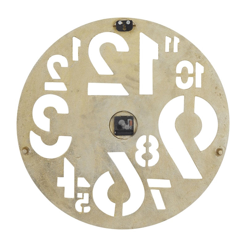 Aluminum Metal Wall Clock with Cut Out Numbers - Gold - Roche River Decor