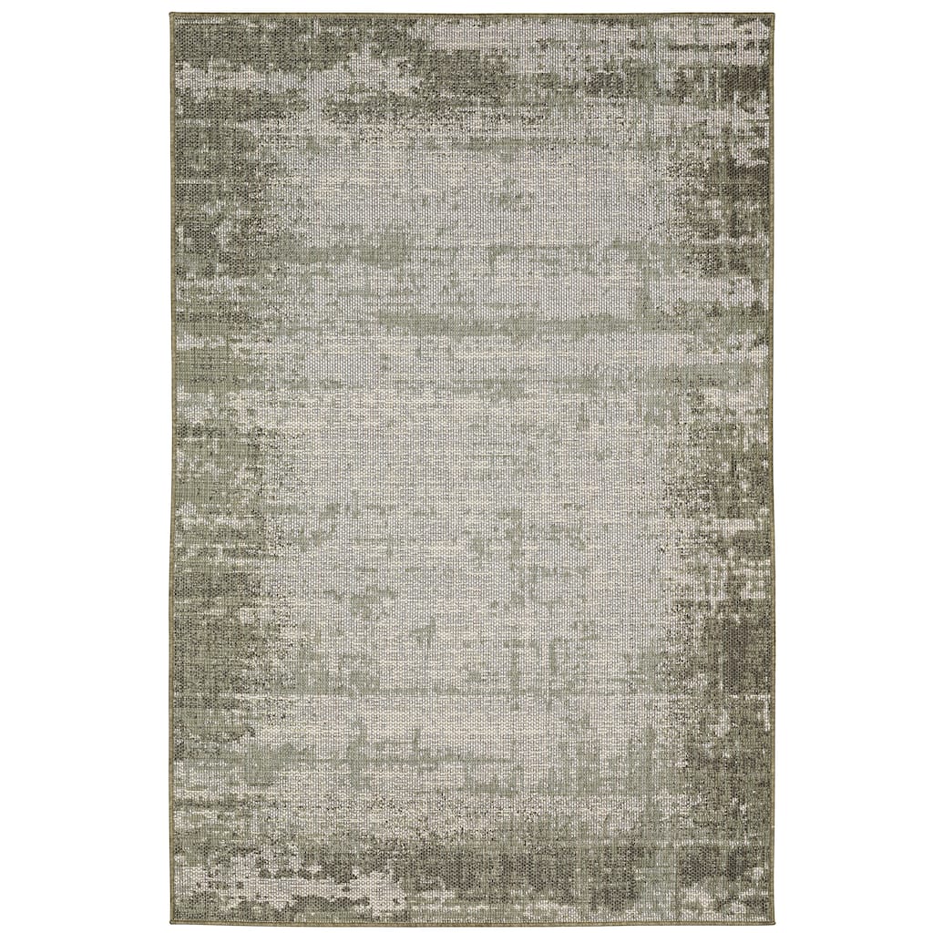 Davenport Green Ivory Abstract Outdoor Contemporary Area Rug