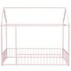 preview thumbnail 3 of 8, Pink Twin Size Metal House Bed Frame with Fence and Roof for Kids, Teens, Girls, Boys