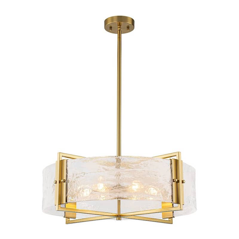 Modern Dining Room 6-Light Glazed Glass Drum Pendant Chandelier