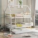 preview thumbnail 10 of 16, House and Chimney Design Pine Wood and MDF Twin over Twin House Bunk Bed with Trundle and Chimney Design White