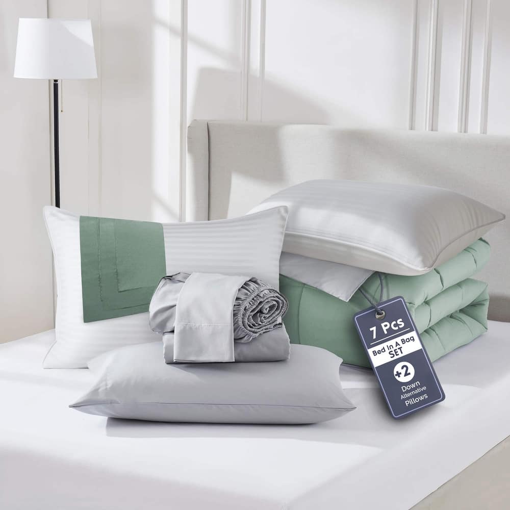 Empyrean Reversible Comforter Set Bed in a Bag with Down Alternative Pillow