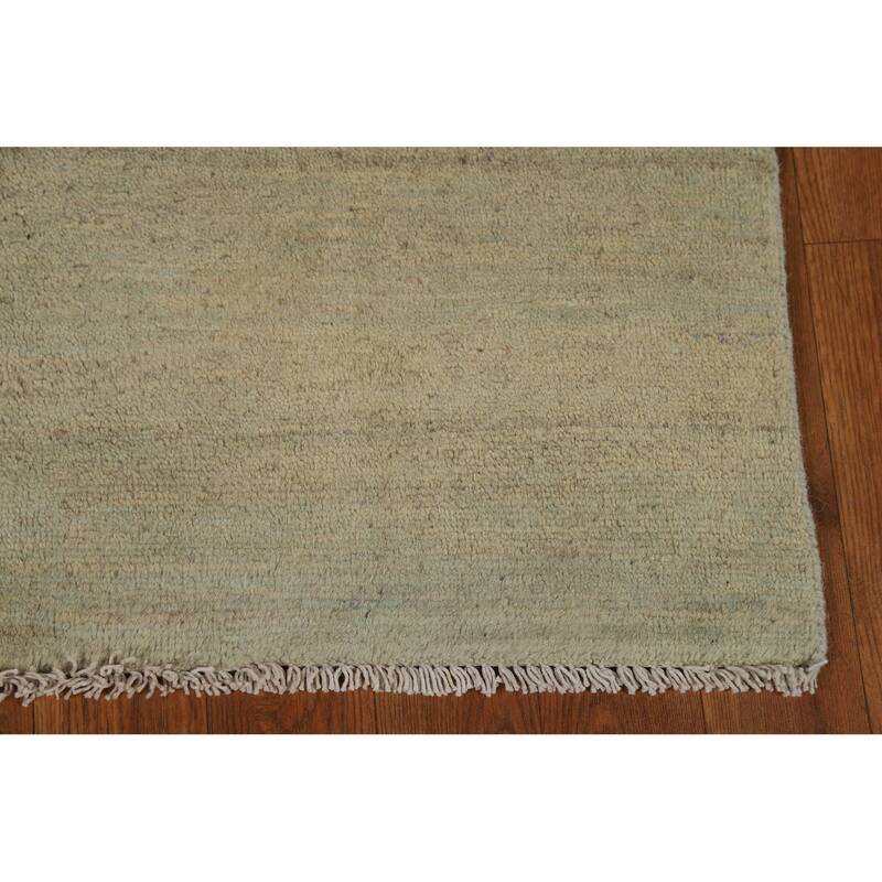 Modern Gabbeh Foyer Rug Handmade Green Oriental Wool Carpet - 2'8"x 4'1"