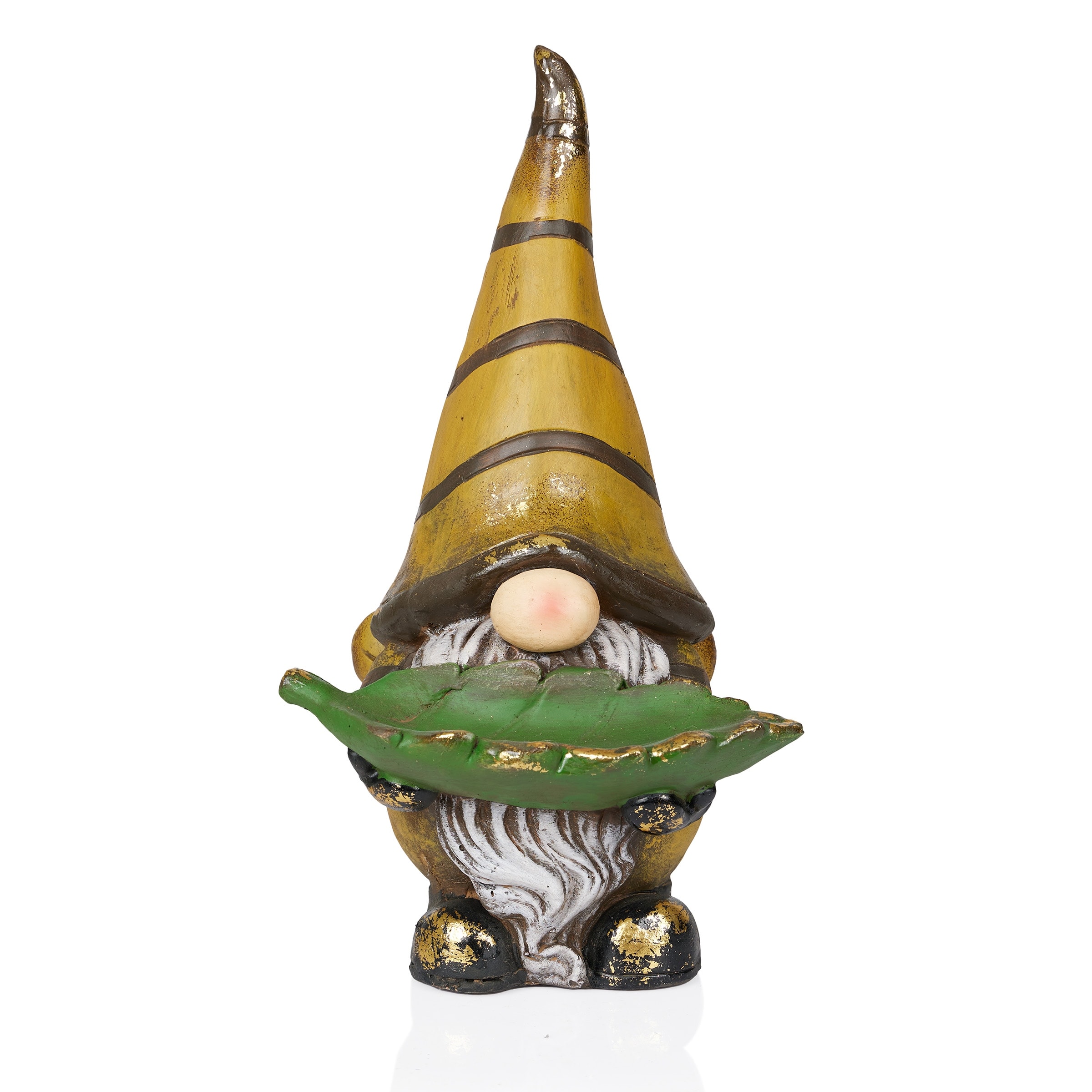 Vintage Gnome Holding Leaf w/ Striped Yellow Hat - Bed Bath Vintage Gnome Holding Leaf w/ Striped Yellow Hat - Bed Bath