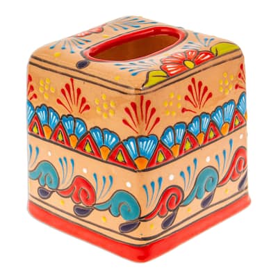 Novica Handmade Spring Convenience Ceramic Tissue Box Cover