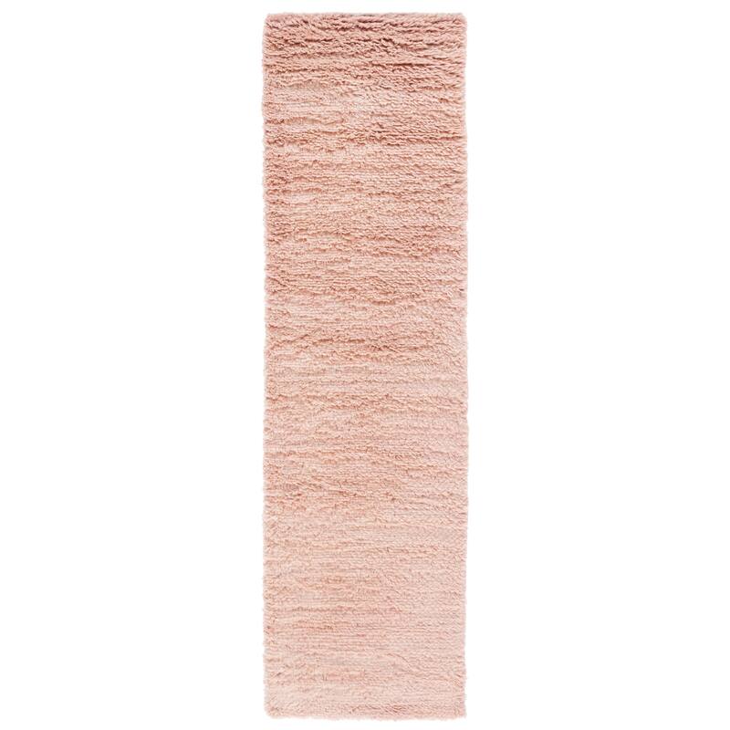 SAFAVIEH Handmade Casablanca Shag Edle Solid Wool Rug - 2'3" x 9' Runner - Pink