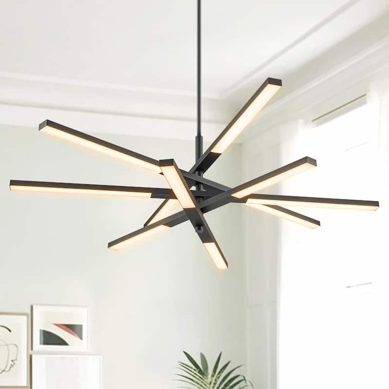 Modern Tiered Linear Sputnik Chandelier Warm Light 3000K Integrated LED Chandelier