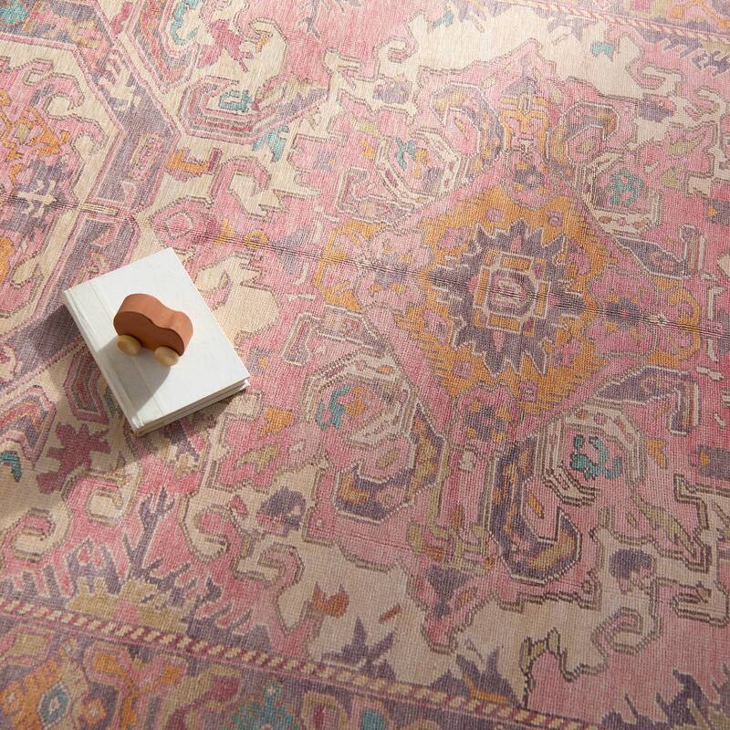 Elanor Machine Washable Medallion Pink/Purple Rug