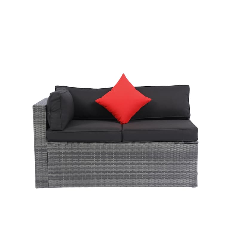 5 Pieces PE Rattan Sectional Sofa set with 2 Pillow