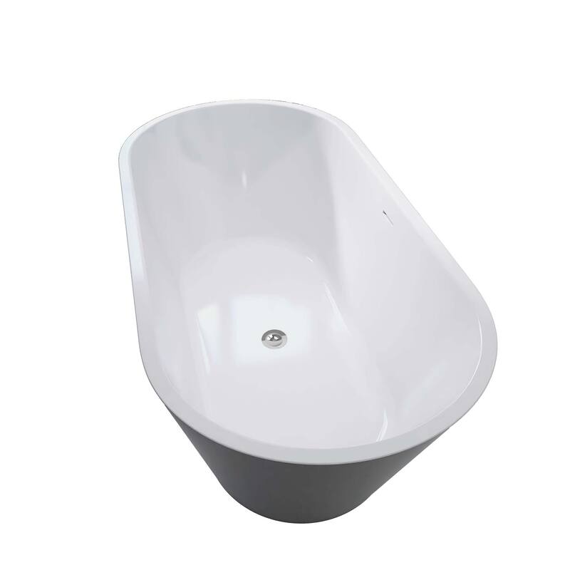 59 in./ 60 in. Acrylic Double Slipper Freestanding/Flatbottom Soaking Bathtub in Matte Black with Drain