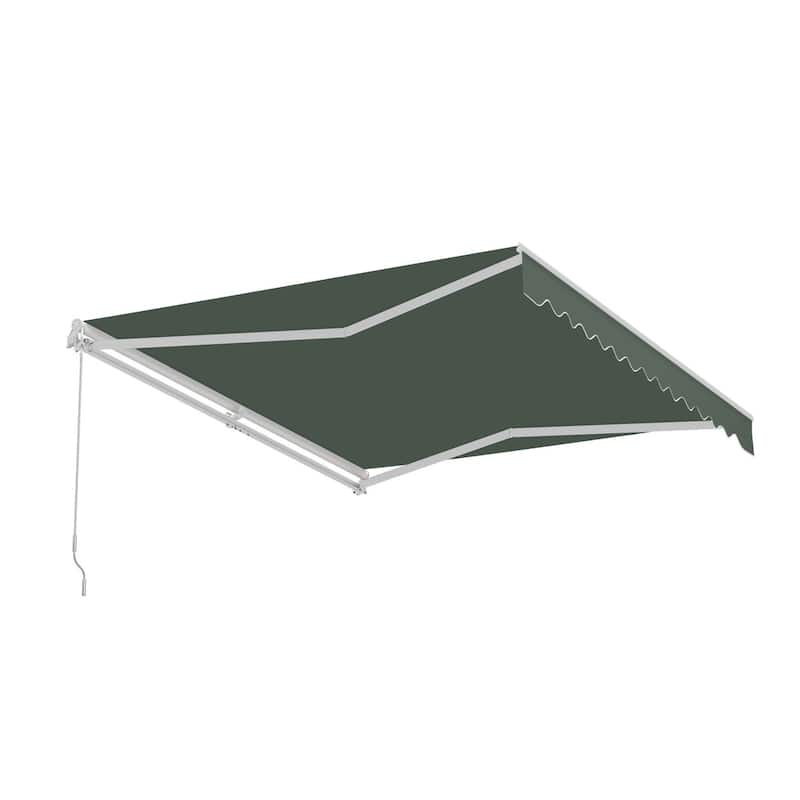 ALEKO Caribbean Manual Retractable Patio Awning - White Frame - Forest Green - 13 x 10 Feet