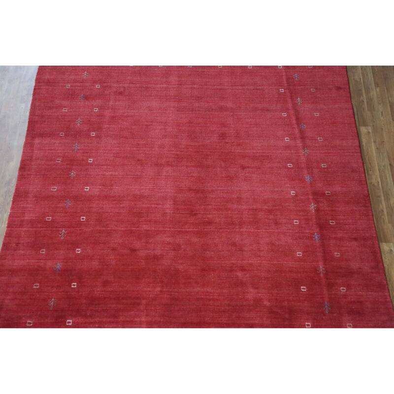 Hand Knotted Oriental 100% Wool Carpet Tribal Tribal Red Gabbeh Area Rug - 11' 4'' X 8' 1''