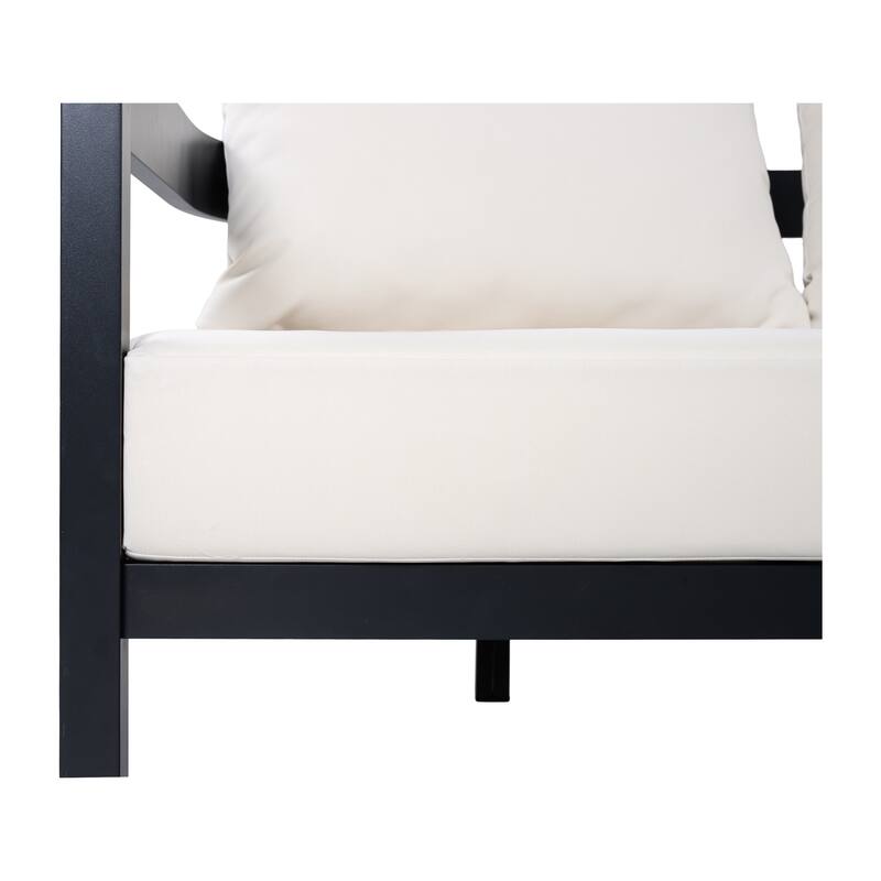 Christopher Knight Home - Modern 75.8" Outdoor Curved Patio 3-Seater Sofa with Aluminum Frame & Water-Resistant Cushions