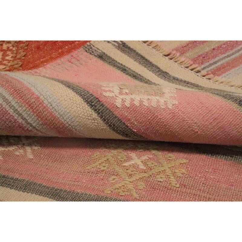 Hand Woven Oriental 100% Wool Carpet Southwestern Tribal Multi-Colored Kilim Area Rug - 9' 0'' X 6' 1''