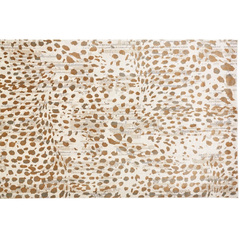 Modern Abstract Brown/Ivory Animal Print Area Rug