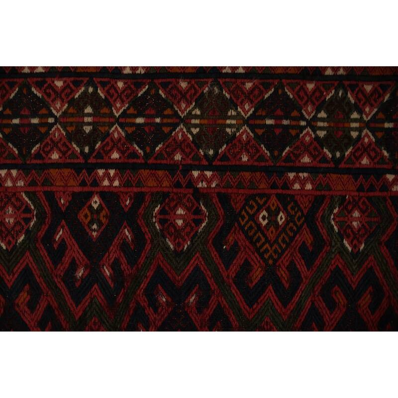 Hand Knotted Oriental 100% Wool Carpet Traditional All-Over Red Sumak Area Rug - 10' 7'' X 6' 9''