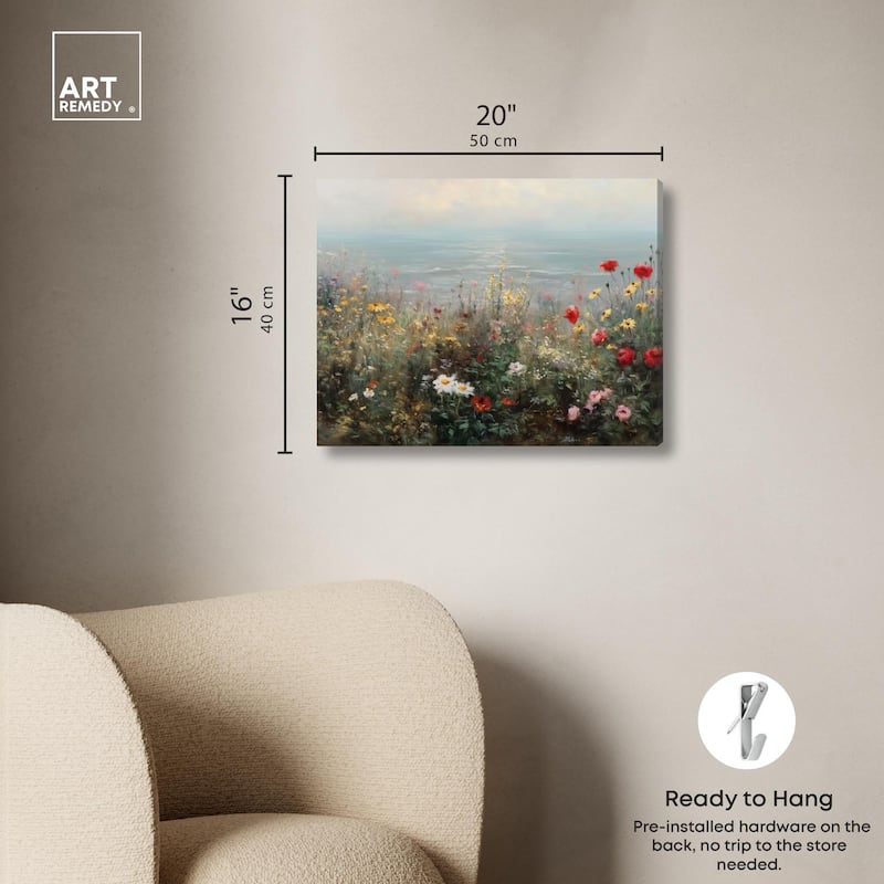 Misty Ocean Field I Canvas by Art Remedy, Gallery Wrapped