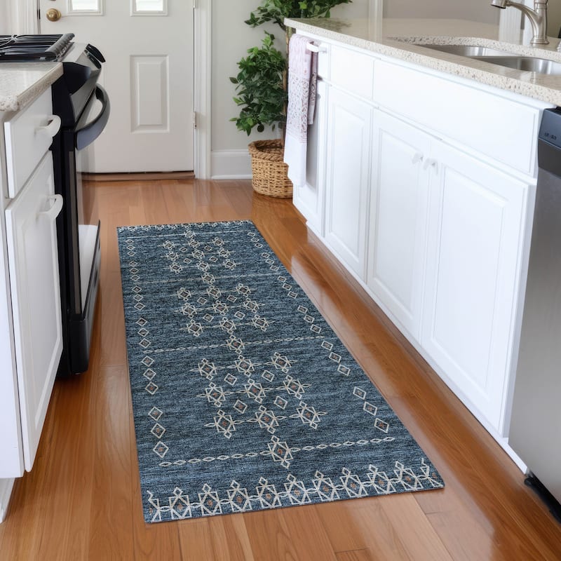 Premium Washable Super Soft Boho Medallion Mayfield Rug - Blue - 2' 3" x 7' 6" - Runner
