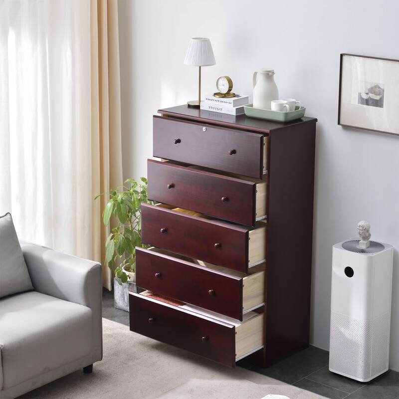 Isabela Solid Pine Wood 4 and 5 Drawer Chest Dresser