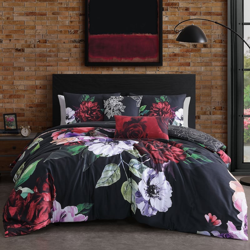 Bebejan Moody Painting 100% Cotton Sateen 5 Piece Reversible Comforter Set