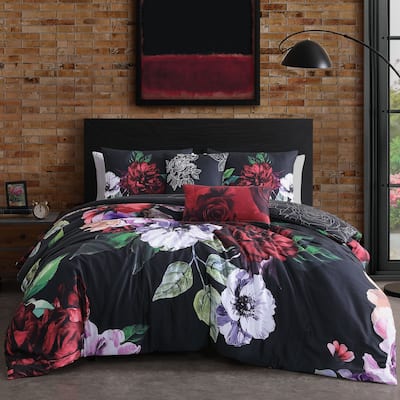 Bebejan Moody Painting 100% Cotton Sateen 5 Piece Reversible Comforter Set