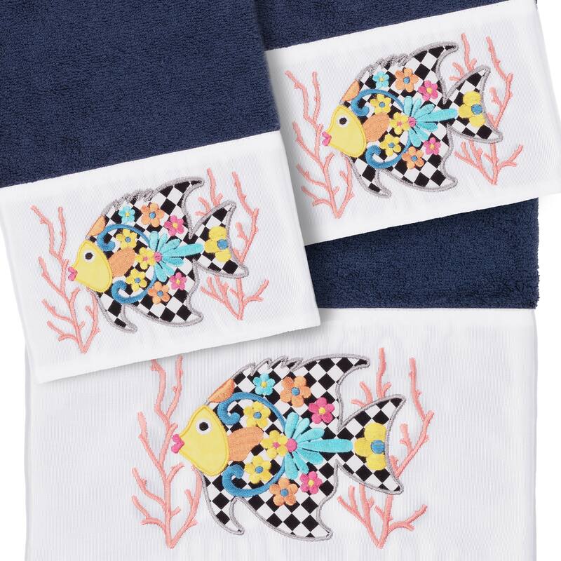 Authentic Hotel and Spa 100% Turkish Cotton FELIZ 3PC Embellished Towel Set