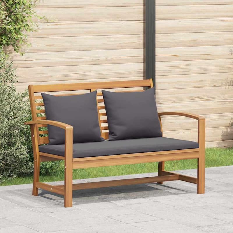 vidaXL Garden Sofa Set 2 pcs Natural Solid teak wood - 37.4 x 17.7 x 15.7 - Natural and dark grey-Bench + table