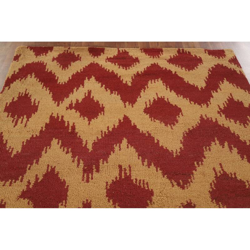 Hand Knotted Oriental 100% Wool Carpet Modern All-Over Yellow & Gold Gabbeh Area Rug - 7' 9'' X 5' 0''