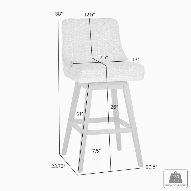 Branson Modern Bar Stool, Upholstered Counter Stool with Solid Wood Frame