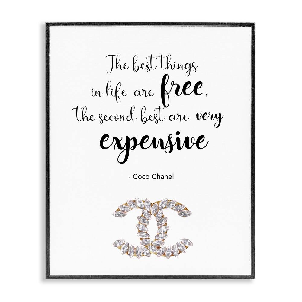 Stupell Second Best Things In Life Quote Fashion Brand Glam Text Framed Wall Art - Black