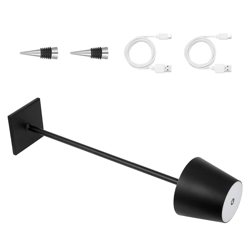 Cordless Table Lamp 2 PCS Rechargeable Battery Desk Lamp Adjustable Height Black - Black