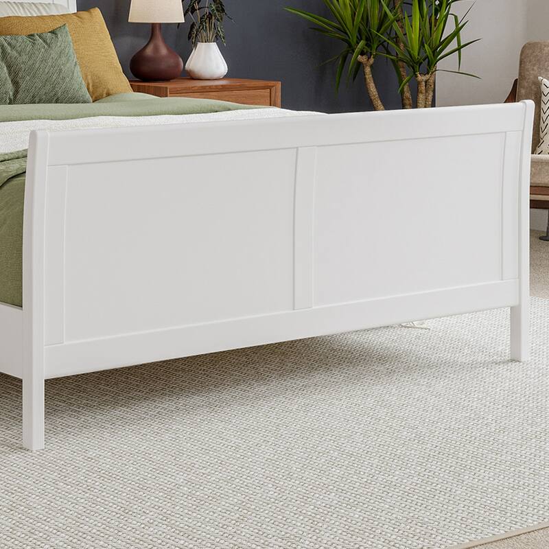 Valencia Solid Wood Low Profile Sleigh Platform Bed with Matching Footboard