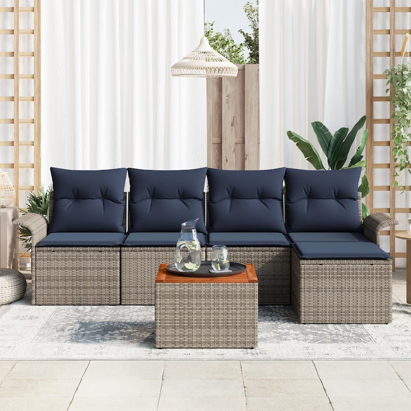 vidaXL 6 Piece Garden Sofa Set with Cushions - 98.8×24.4×27.2
