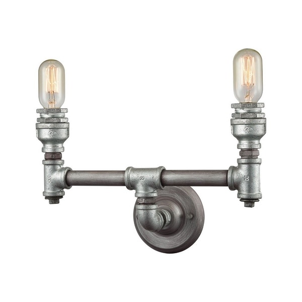 Bare Bulb Two Light Bath Vanity - Exposed Bulb Steampunk Bathroom