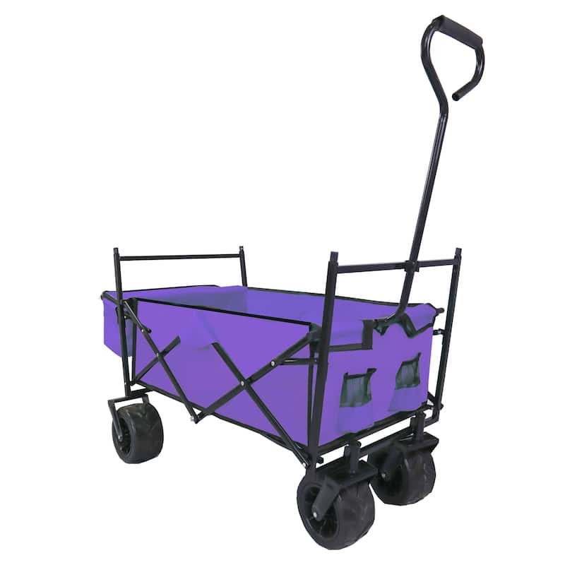 Outdoor Camping Kids Foldable Wagon,Portable Beach Trolley Cart with Removable Canopy
