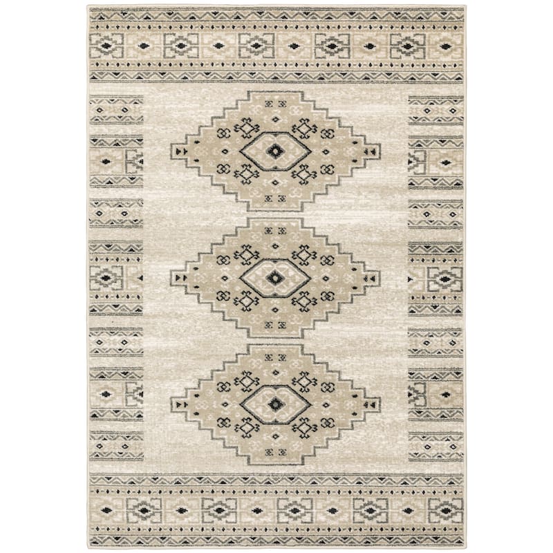 Downey Ivory Grey Southwest Lodge Casual Area Rug