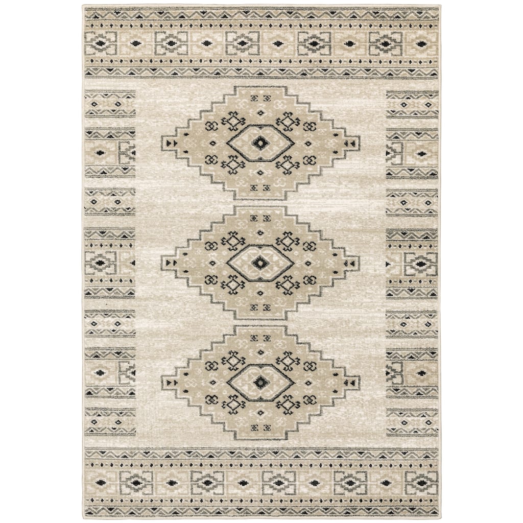 Downey Ivory Grey Southwest Lodge Casual Area Rug
