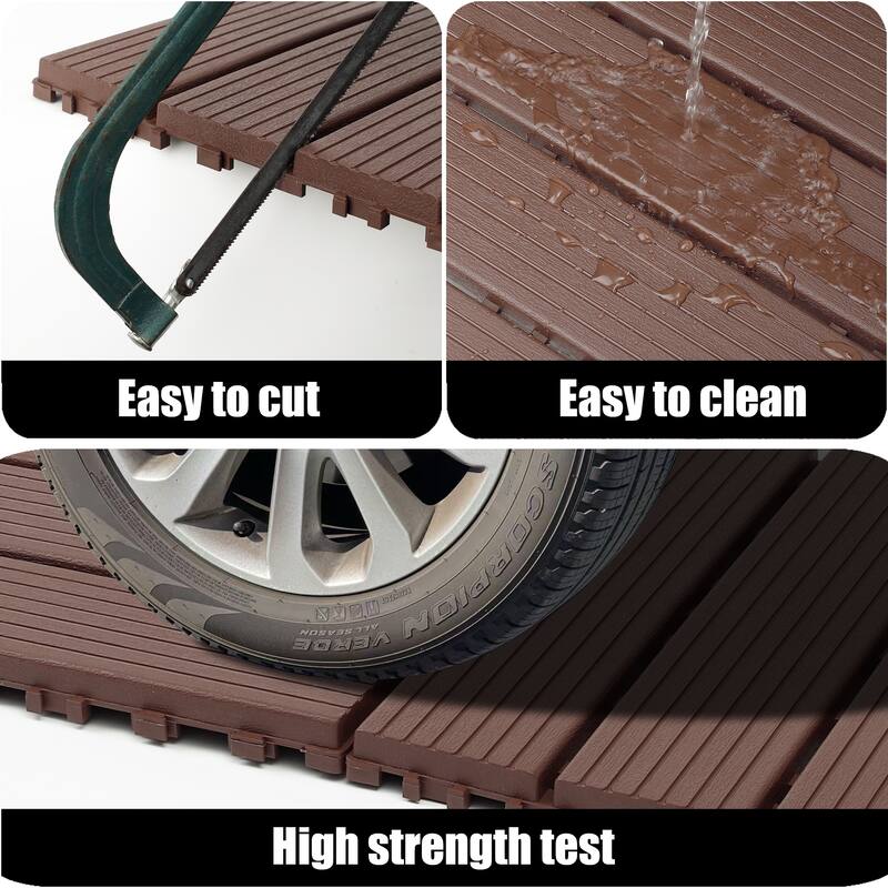 Plastic interlocking decking tiles, 44 packs of terrace decking tiles, 12 inches x 12 inches waterproof